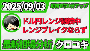2025年9月3日 ドル円相場分析レポート – ブレイク出来なかったドル円と本日の戦略