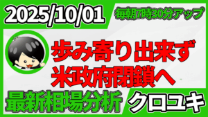 2025年10月1日 ドル円相場分析レポート –アメリカ政府閉鎖と本日の戦略