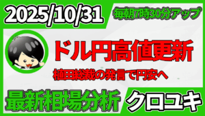 2025年10月31日 ドル円相場分析レポート –ドル円154円高値更新と本日の戦略
